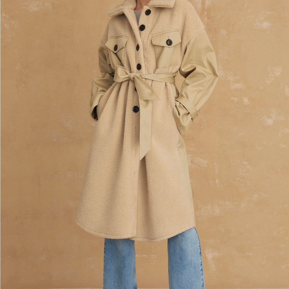 Marissa Webb FRANKIE SHERPA COATED CANVAS TRENCH